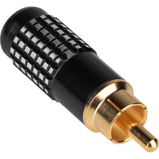 Gold Platted Brass RCA Super Plug Connector Black 8Mm Cable Entry