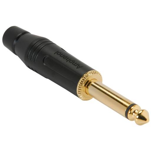 Amphenol ACPM-GB-AU 1/4 Mono Phone Plug Connector Black with Gold Plug