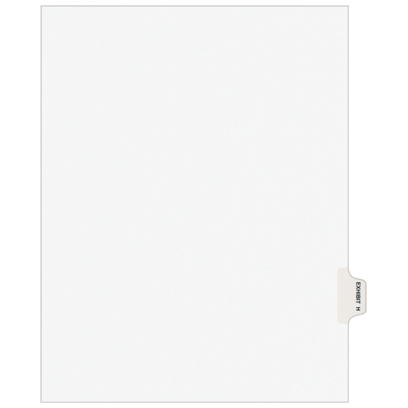 Avery Legal Pre-Printed Paper Dividers, Side Tab Exhibit H, White, Avery Style, Letter Size, 25/Pack (01378)