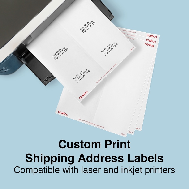 Staples® Laser/Inkjet Shipping Labels, 3 1/3" X 4", White, 6 Labels/Sheet, 250 Sheets/Pack, 1500 Labels/Box (St18067-Cc)