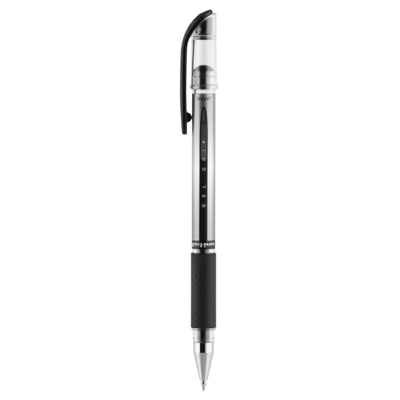 Uni-Ball Gel Grip Gel Pens, Medium Point, Black Ink, Dozen (65450)