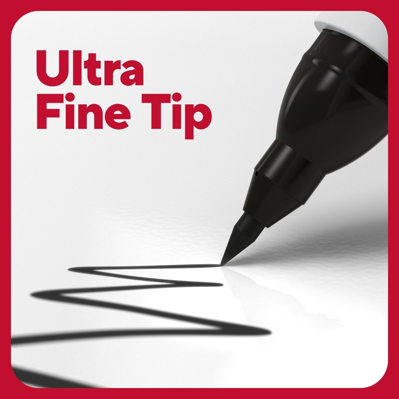Tru Red™ Pen Dry Erase Markers, Ultra Fine Tip, Black, 12/Pack (Tr61438-Cc)