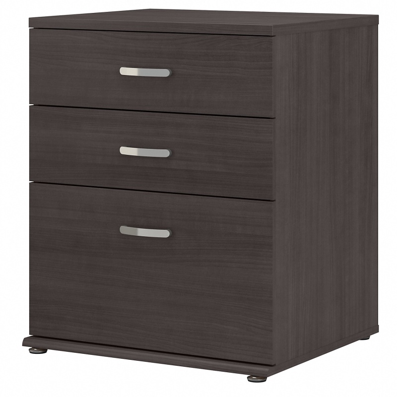 Bush Business Furniture Universal 34" Floor Storage Cabinet With 3 Drawers, Storm Gray (Uns328sg)