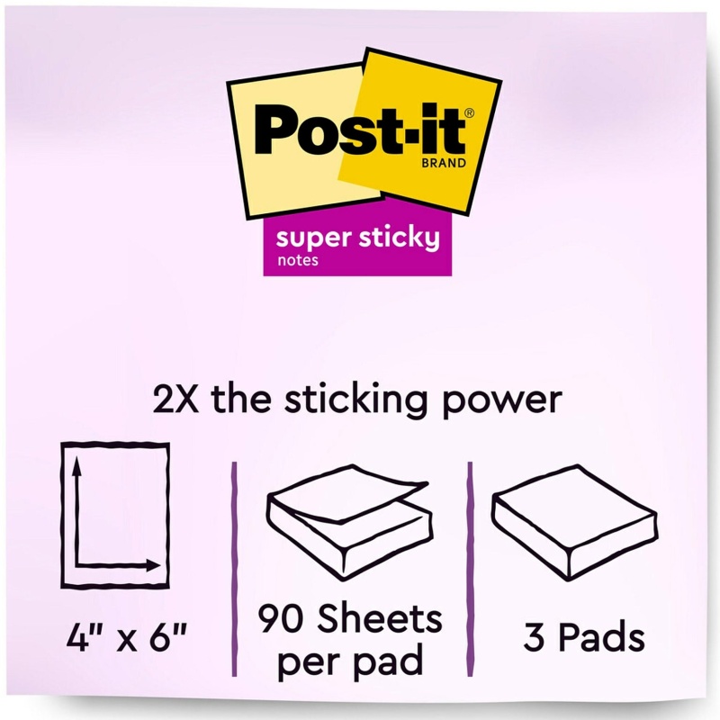 Post-it® Notes Super Sticky Pads in Canary Yellow, Note Ruled, 4 x 4, 90  Sheets/Pad, 4 Pads/Pack