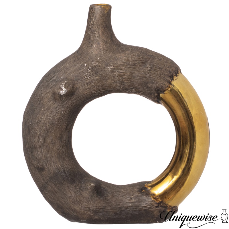 Uniquewise Resin Ring Vases Open Circle Design Contemporary Decorative Centerpiece Accent With Artistic Style For Shelves Tables Mantels Entryways Consoles And Living Room Decor