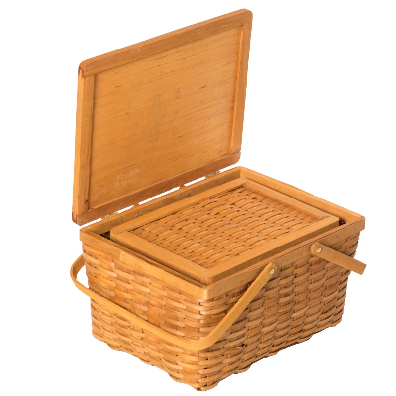 Woodchip Picnic Storage Basket with Cover