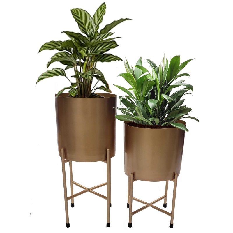 Tall Metal Floor Flower Planter Holder With Stand, Modern Decorative Floor Flower Holder, Perfect For Your Entryway, Living Room, Or Dining Room Decor