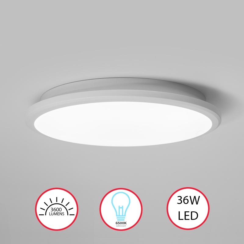 Round Led Ceiling Light Fixture - Modern Flush Mount 6500K Cool Daylight Energy - Ideal For Office Kitchen Bedroom Living Room Bathroom Dining Room Hallway And Entryway