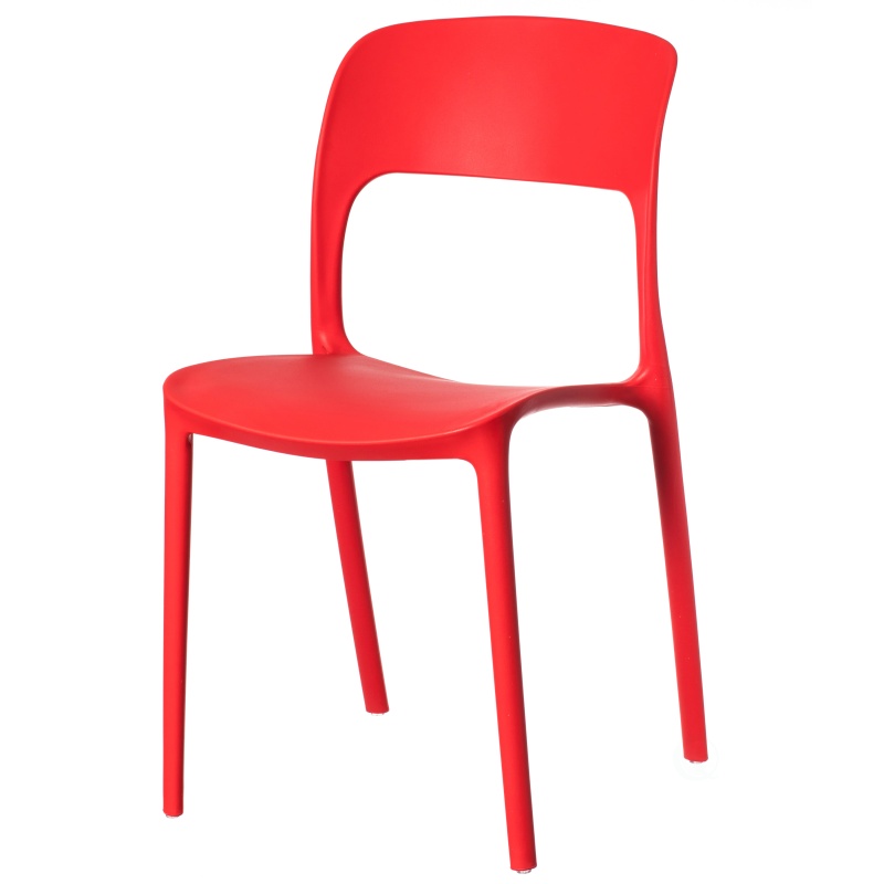 Modern Plastic Outdoor Dining Chair With Open Curved Back