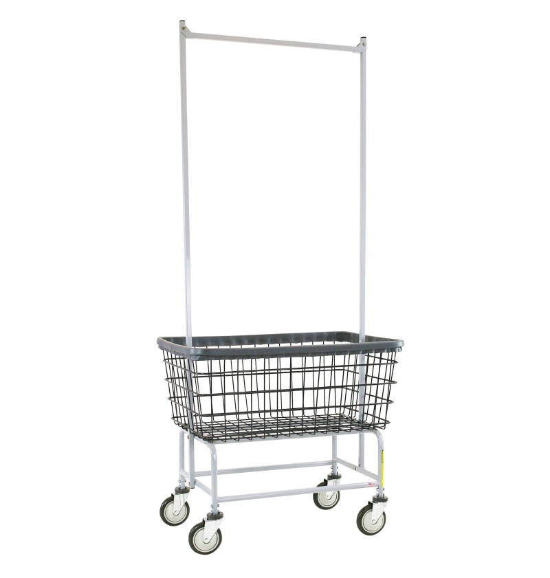 Dura-Seven™ Large Capacity Laundry Cart W/ Double Pole Rack
