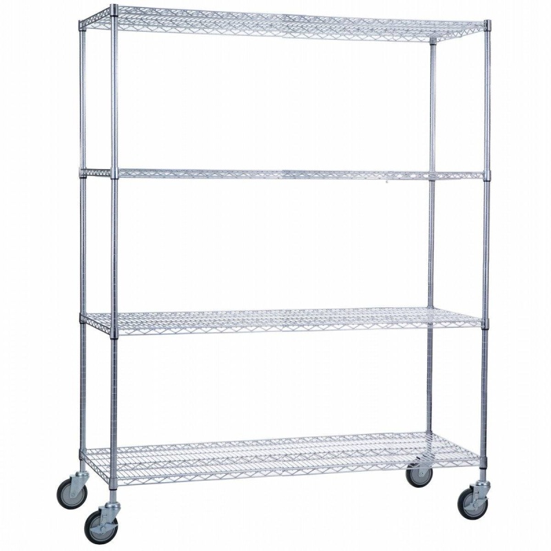 Rolling Wire Shelving Cart 24 X 60 X 78 With Wire Shelves