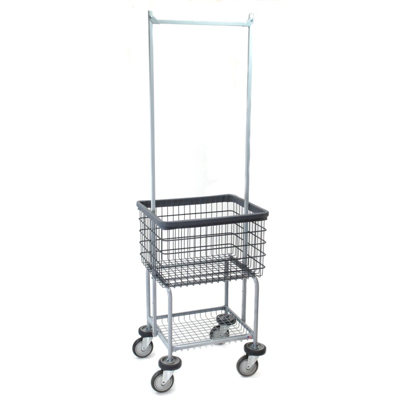 Elevated Laundry Cart W/ Double Pole Rack In Dura-Seven™ Anti-Rust Coating