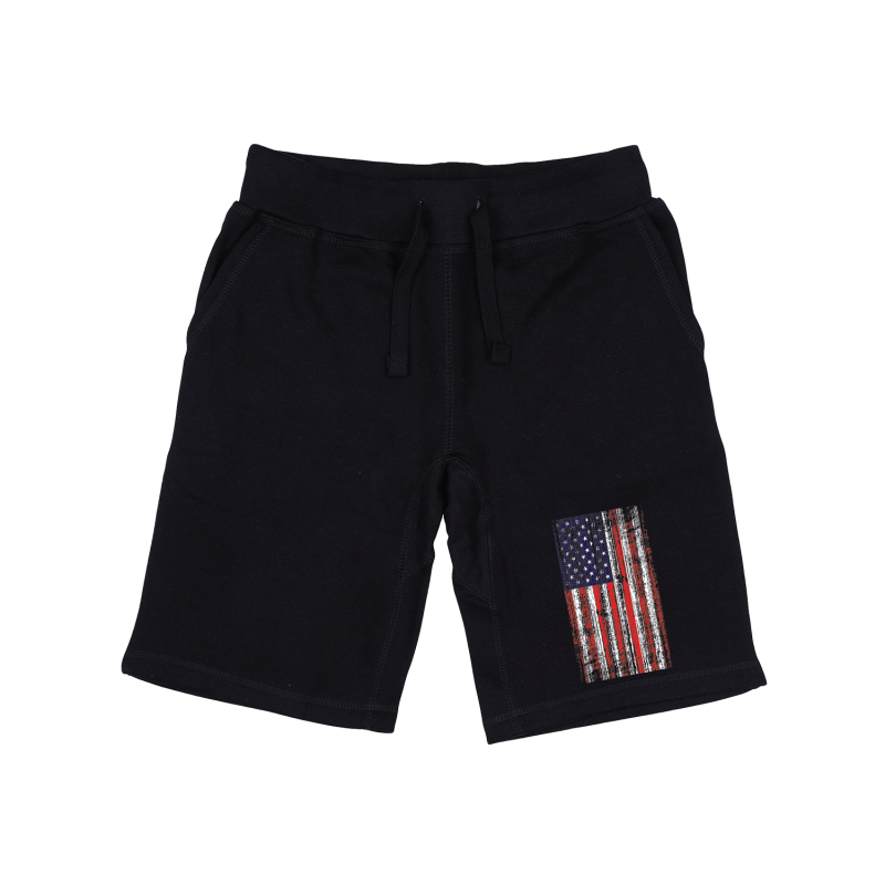 Graphic Shorts, Distressed Flag, Blk, Xl