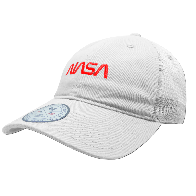 Nasa Soft Trucker Caps, Worm, White
