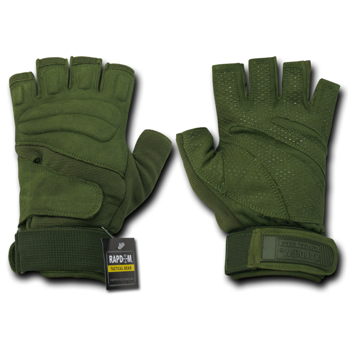 Lightweight Half Finger Glove, Olive, 2x