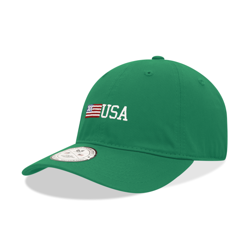 Relaxed Graphic Cap, Side Us Flag, Kelly