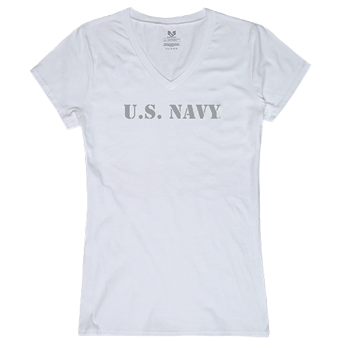 Graphic V-Neck, Us Navy 2, White, m