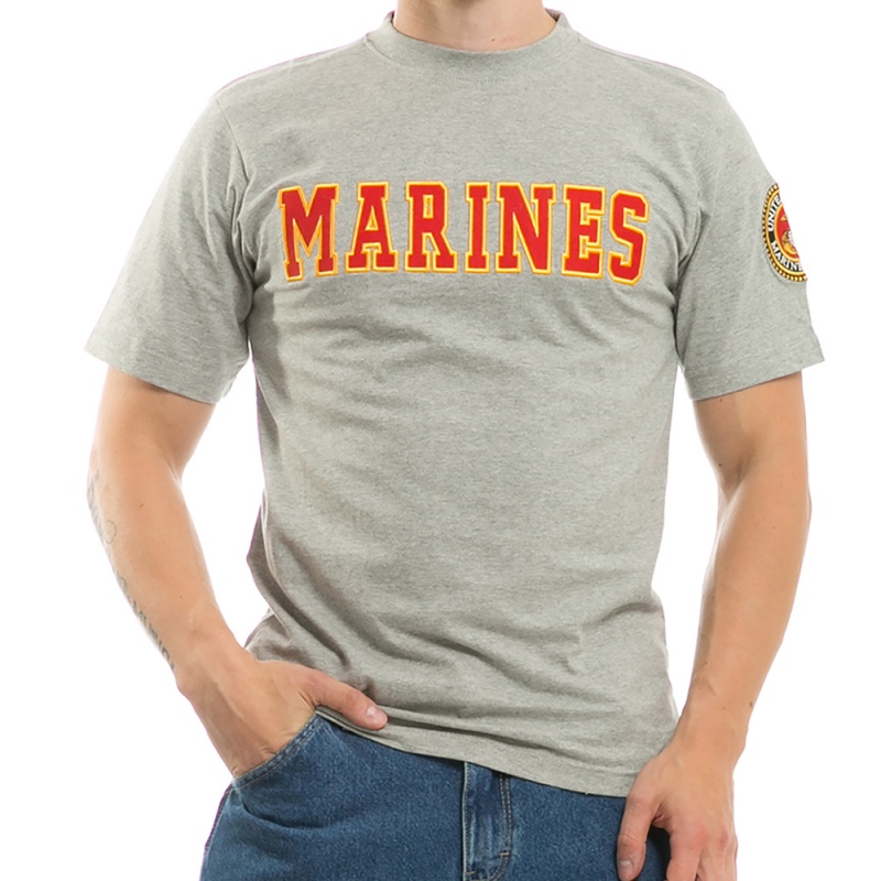 Applique Text T's, Marines, Grey, m