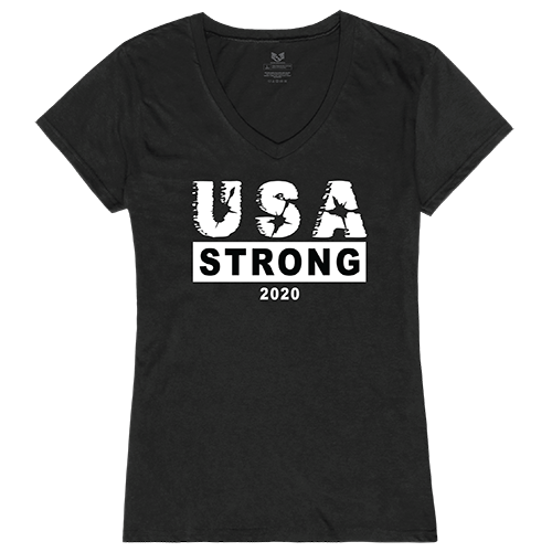 Graphic V-Neck, Usa Strong 3, Blk, s