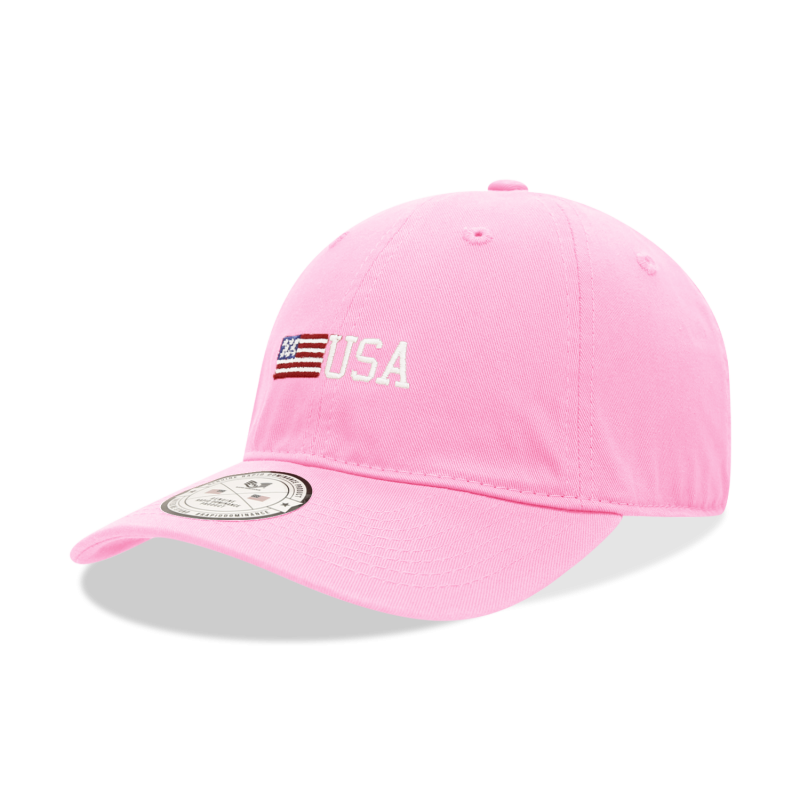 Relaxed Graphic Cap, Side Us Flag, Pink
