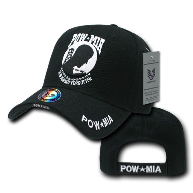 Deluxe Milit. Caps, Pow*Mia, Black