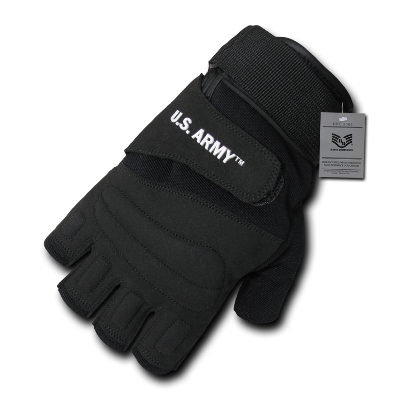 Half Finger Gloves, Army, Black, s
