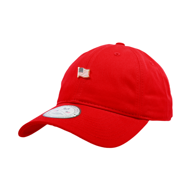 Metal Pin Relaxed Cap, Usa, Red
