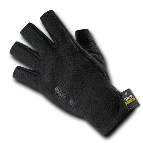 Polar Fleece Half Finger Gloves, Blk, s
