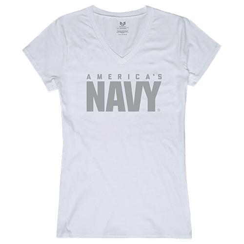 Graphic V-Neck, Us Navy, White, l