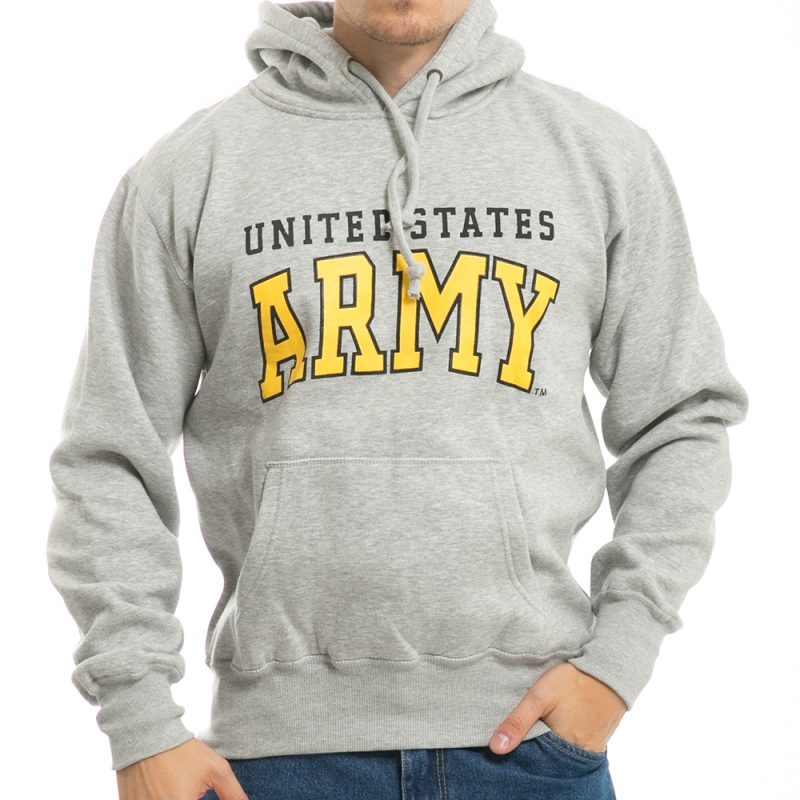 Pullover Hoodie,Us Army, H.Grey, s