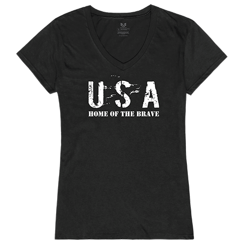 Graphic V-Neck, Home Of T Brave, Blk, 2x