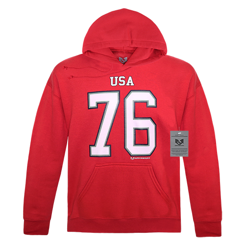 Graphic Pullover Hoodie, Usa, Red, m