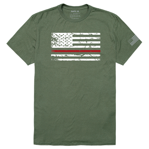 Tactical Graphic T-Shirt - Thin Red Line, Olv, 2x