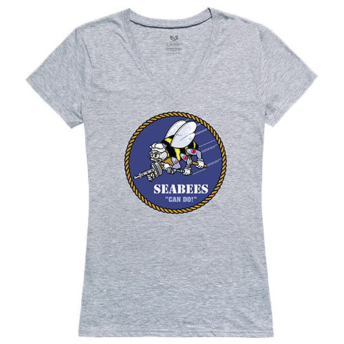 Graphic V-Neck, Seabees, H.Grey, l