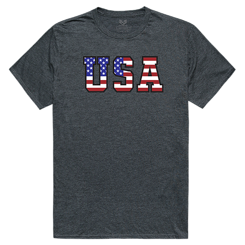Relaxed G. Tee, Flag Text 2, Hch, l - Softest Patriotic T-Shirt