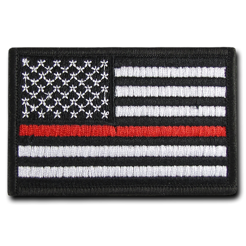 Thin Red Line Canvas Patch (3""X2""), USA