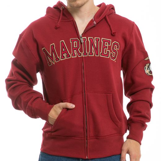 US Marines Full Zip Hoodies, Cardinal, XL