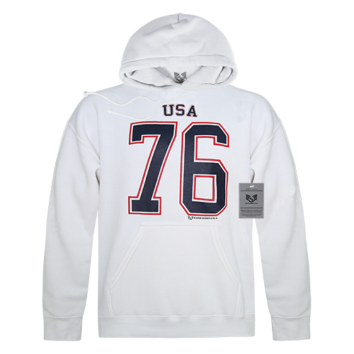 Graphic Pullover Hoodie, USA, White, M
