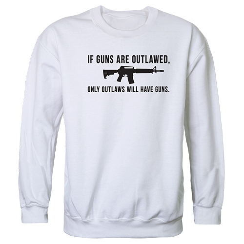 Graphic Crewneck Sweatshirt, Outlawed, White, XL
