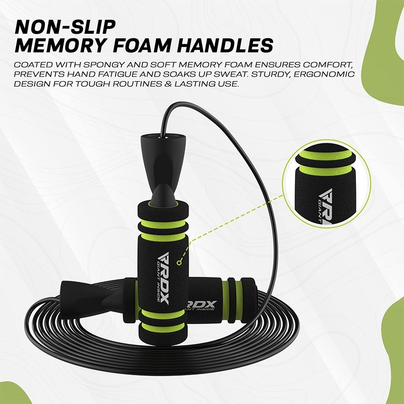 Rdx X2 Adjustable 10.3Ft Non-Slip Memory Foam Soft Handles Skipping Rope