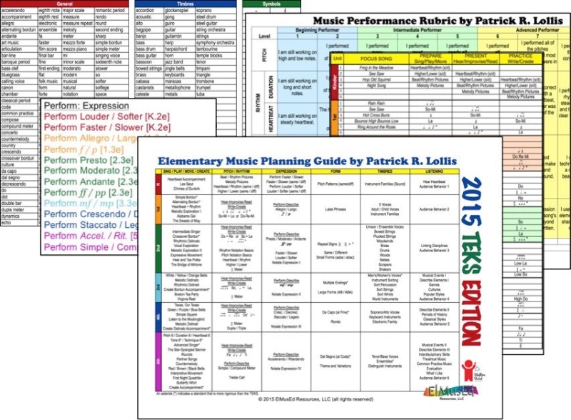 Elementary Music Planning Guide - Teks 2015 Edition By Elmused