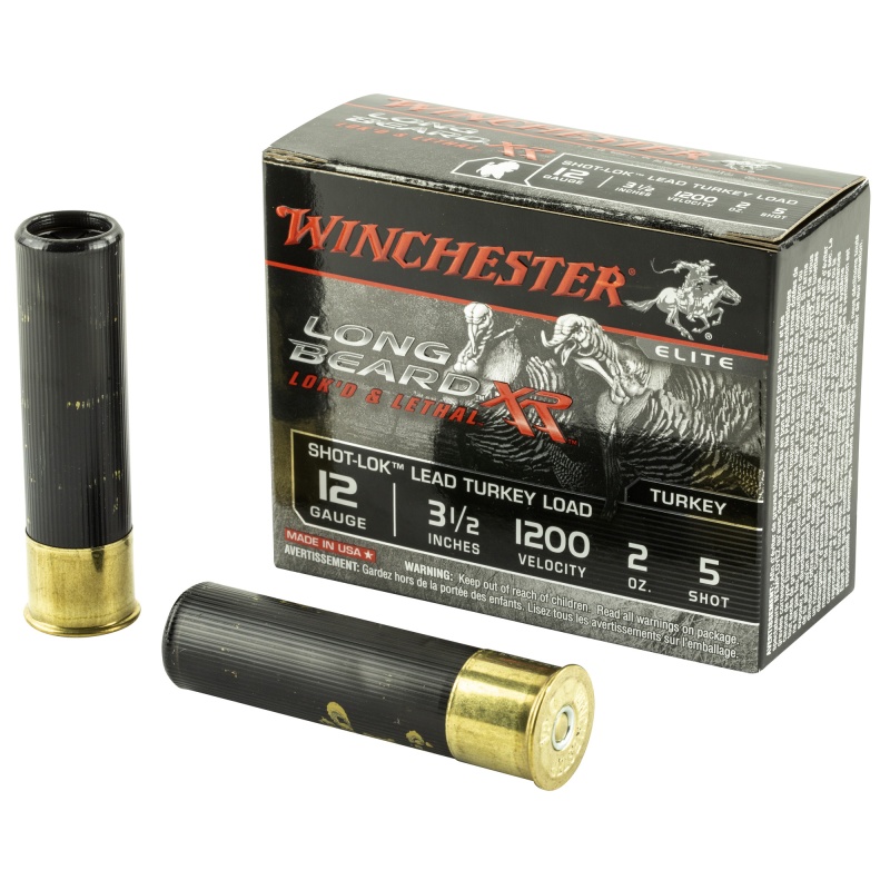 Winchester Ammunition, Long Beard Xr, 12 Gauge, 3.5" Chamber, #5, 2 Oz, Shotshell Shot-Lok With Lead Shot, 10 Round Box