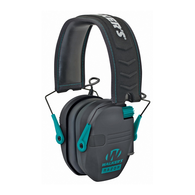 Walker's Razor Electronic Earmuff, Black/Teal, 1 Pair