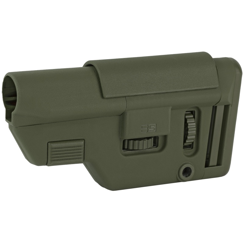 B5 Systems, Collapsible Precision Stock, Olive Drab Green, Medium Length Cheek Riser