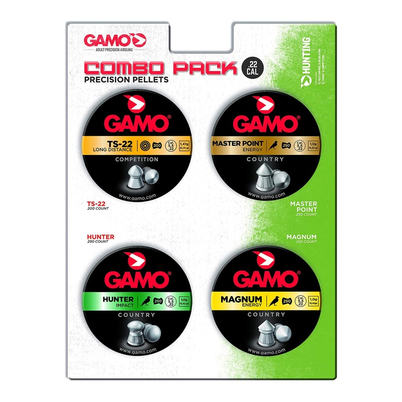Gamo Usa, Combo Pack, Precision Pellets, .22 Pellets (Ts-22, Master Point, Hunter, Magnum), Blister Card, 950/Pack