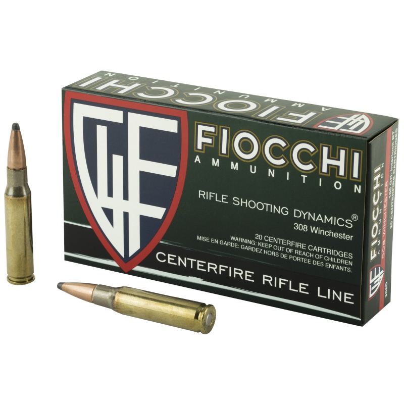 Fiocchi Ammunition, Rifle, 308 Winchester, 165 Grain, Interlock Boat Tail Soft Point, 20 Round Box