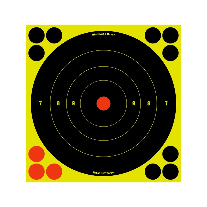 Birchwood Casey, Shoot-N-C Target, Round Bullseye, 8", 6 Targets