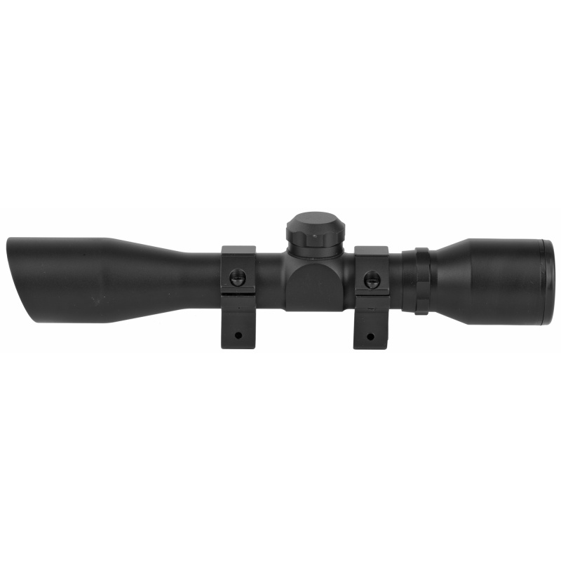 Truglo, 4X32 Compact Scope Series, Rimfire Rifle Scope, 4X 32, 1", Duplex Reticle, Waterproof, Fogproof, Nitrogen Gas Filled, Rubber Eye Guard, 4" Eye Relief, Compact/Lightweight, Mounting Rings Included, Matte Finish