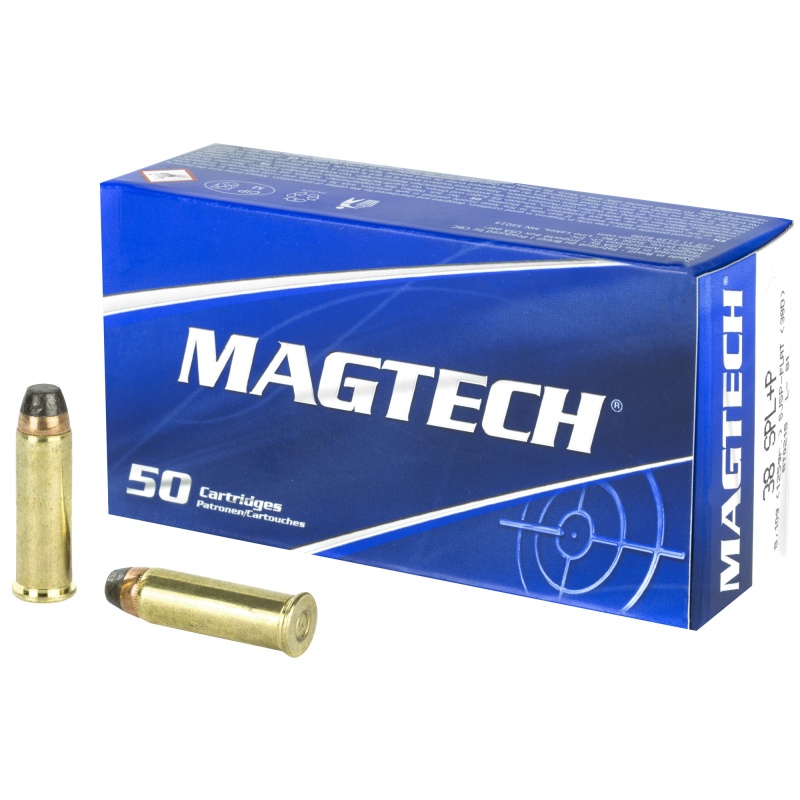 Magtech, Sport Shooting, 38 Special, +P, 125 Grain, Jacketed Soft Point, Flat, 50 Round Box
