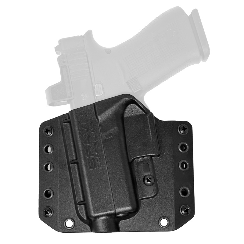 Bravo Concealment, Bca, Outside The Waistband Holster, 1.5" Belt Loops, Fits Glock 43/43X/43X Mos, Polymer Construction, Black, Left Hand, Does Not Fit Glock 48